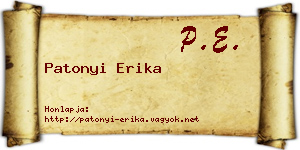 Patonyi Erika névjegykártya